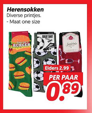 Herensokken Diverse printjes. - Maat one size PER PAAR 0.89