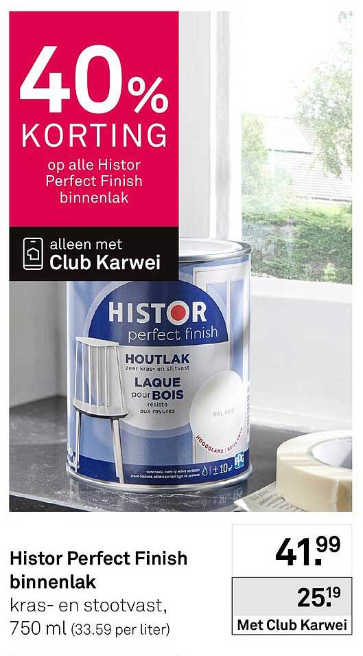 Histor Perfect Finish binnenlak kras- en stootvast, 750 ml (33.59 per liter) Met Club Karwei