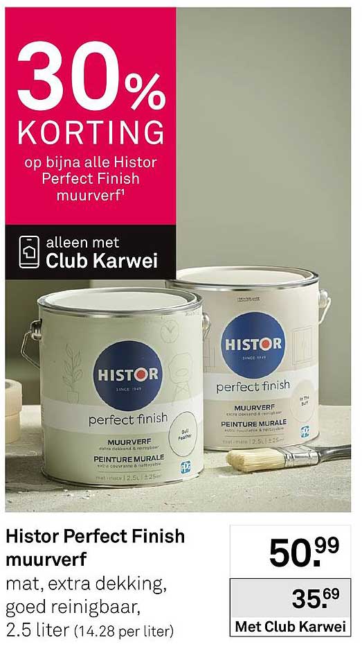Histor Perfect Finish muurverf 30% KORTING