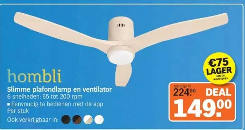 hombli Slimme plafondlamp en ventilator