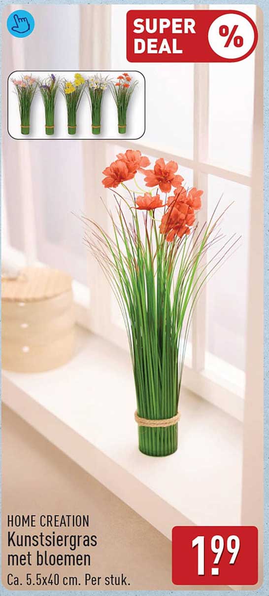 HOME CREATION Kunstsiergras met bloemen