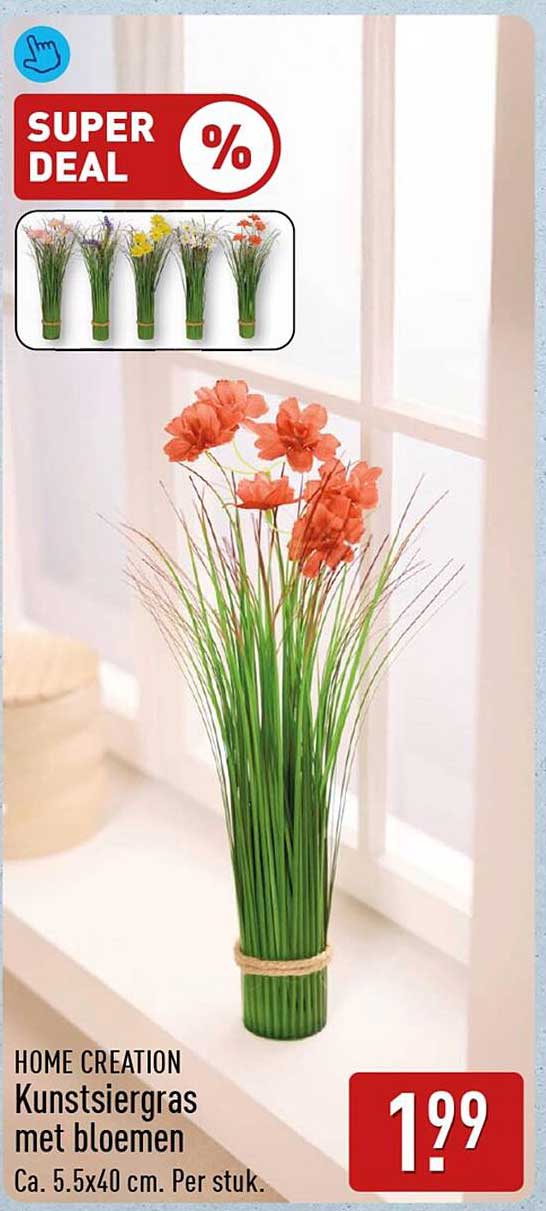 HOME CREATION Kunstsiergras met bloemen