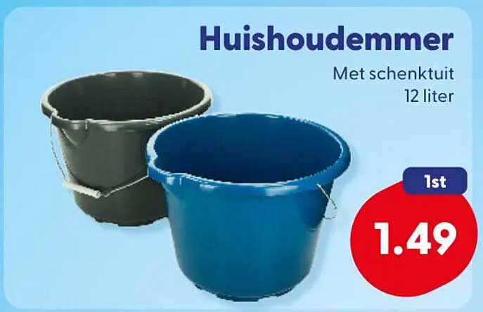 Huishoudemmer Met schenkuit 12 liter