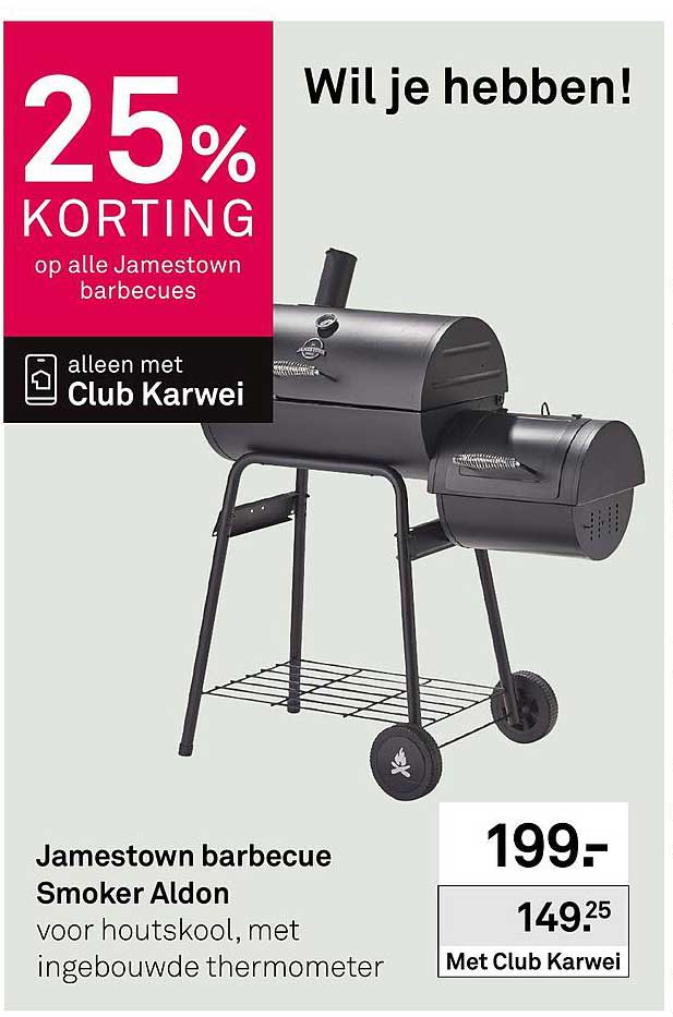 Jamestown barbecue Smoker Aldon 25% korting