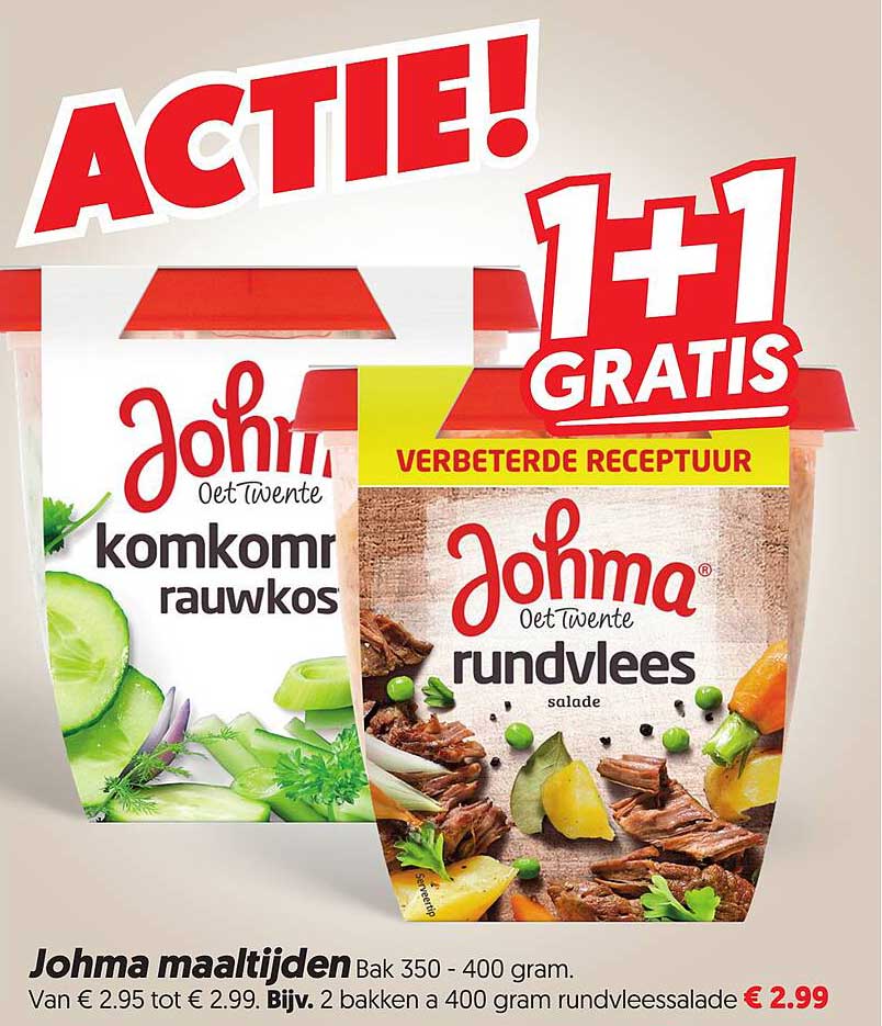 Johnma maaltijden 1+1 gratis