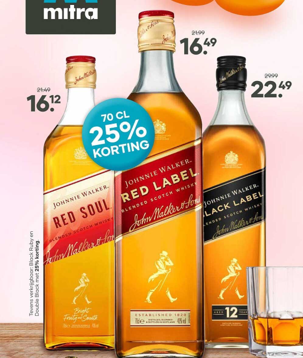 Johnnie Walker Red Label 70 cl 25% korting