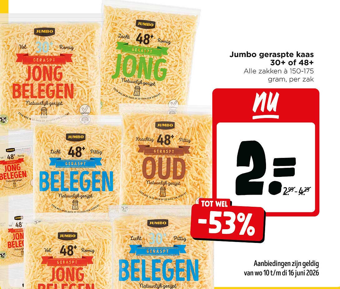Jumbo geraspte kaas 30+ of 48+