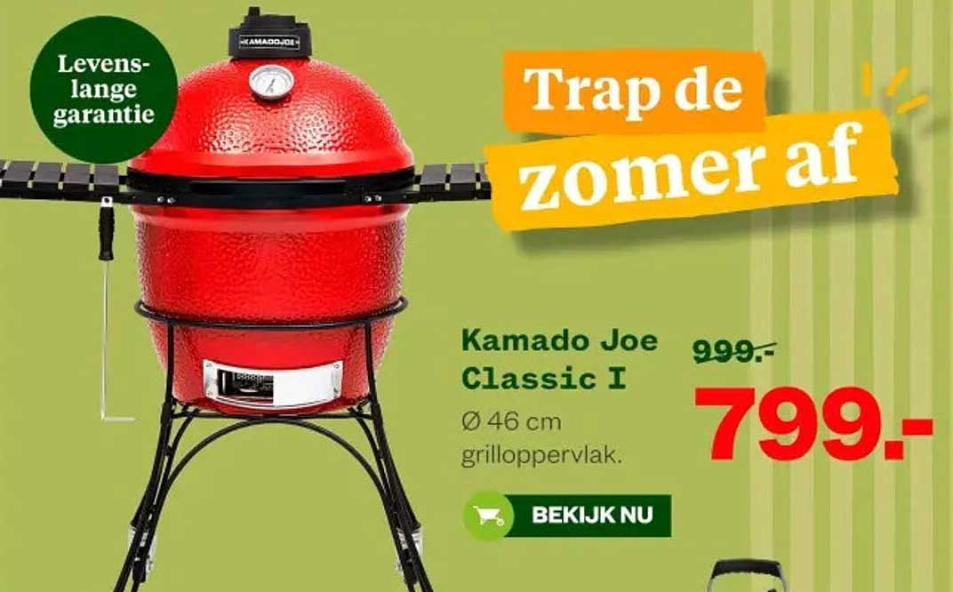 Kamado Joe Classic I Ø 46 cm grilloppervlak. Trap de zomer af