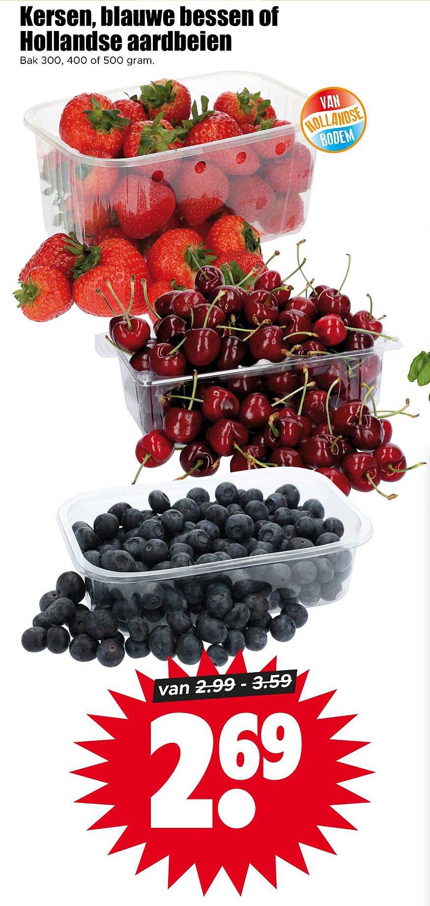 Kersen, blauwe bessen of Hollandse aardbeien