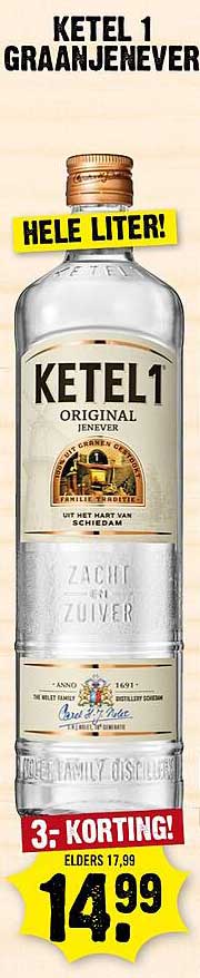 KETEL 1 GRAANJENEVER HELE LITER! 3:- KORTING!