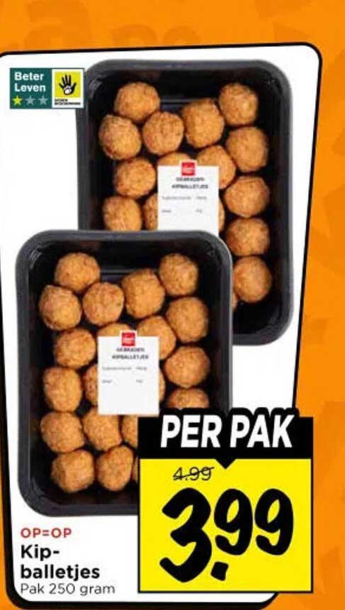 Kip-balletjes Pak 250 gram PER PAK