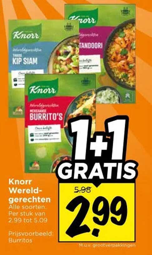 Knorr Wereldgerechten 1+1 GRATIS