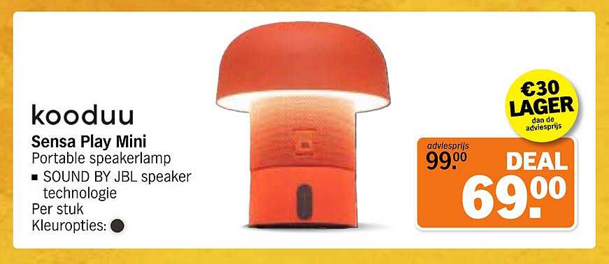 kooduu Sensa Play Mini Portable speakerlamp SOUND BY JBL speaker technologie Per stuk Kleuropties