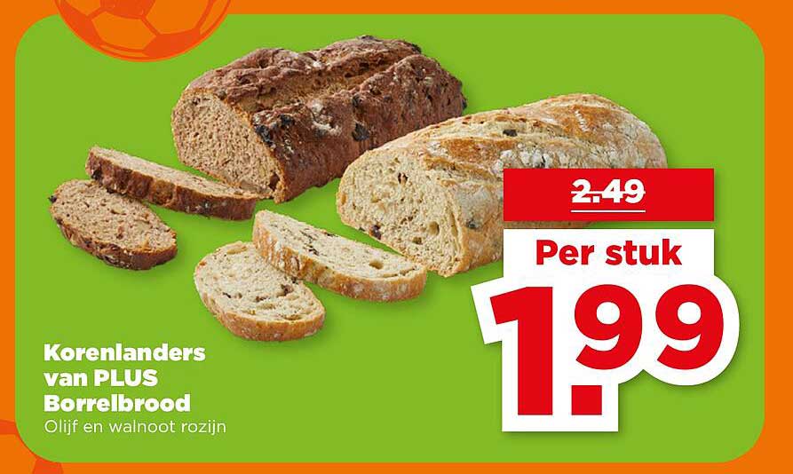 Korenlanders van PLUS Borrelbrood Olijf en walnoot rozijn