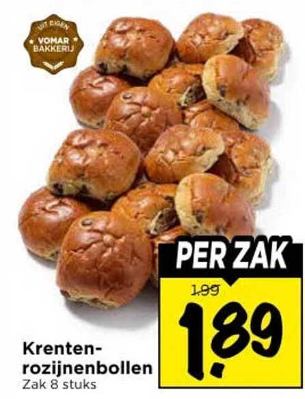 Krenten-rozijnebollen Zak 8 stuks