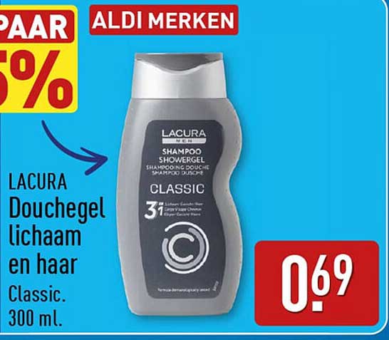 LACURA Douchegel lichaam en haar Classic. 300 ml. SPAAR %