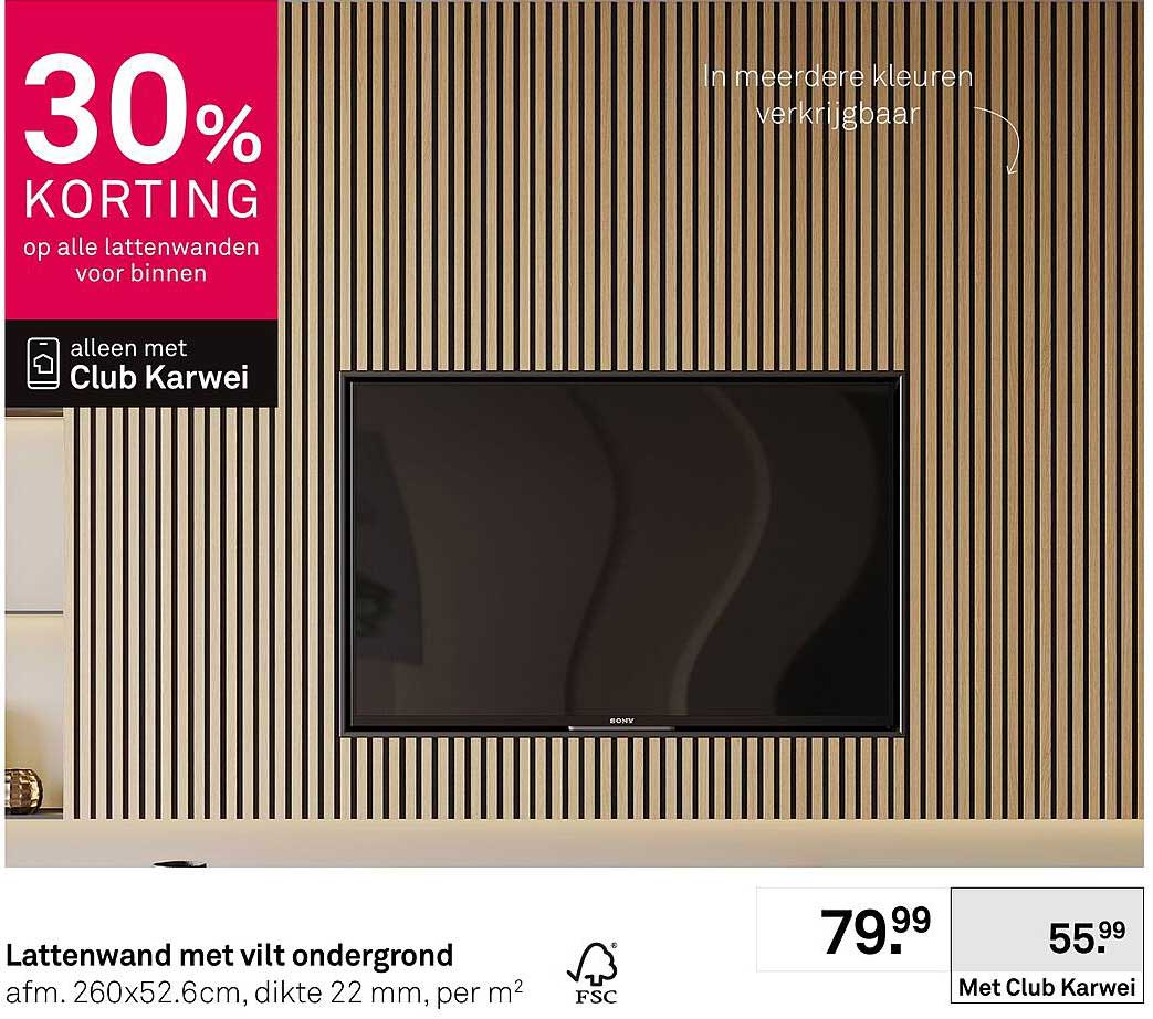 Lattenwand met vilt ondergrond