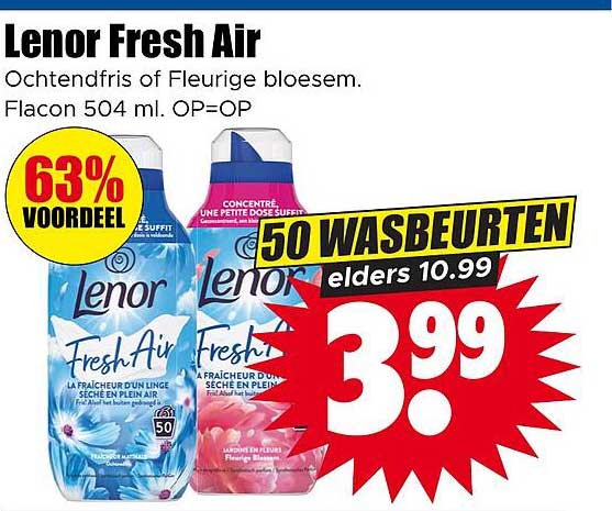 Lenor Fresh Air 50 wasbeurten elders 10.99 63% VOORDEEL