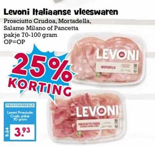 Levoni Italiaanse vleeswaren 25% korting