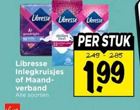 Libresse Inlegkruisjes of Maandverband Alle soorten PER STUK