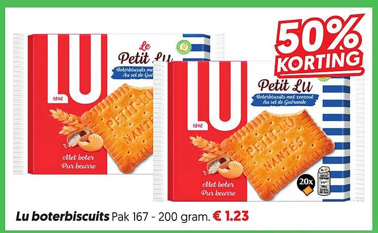 Lu boterbiscuits 50% korting