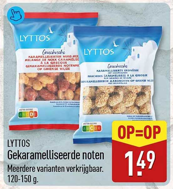 LYTTOS Gekaramelliseerde noten Meerdere varianten verkrijgbaar. 120-150 g. OP=OP