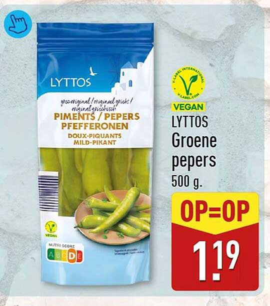 LYTTOS Groene pepers 500 g OP=OP