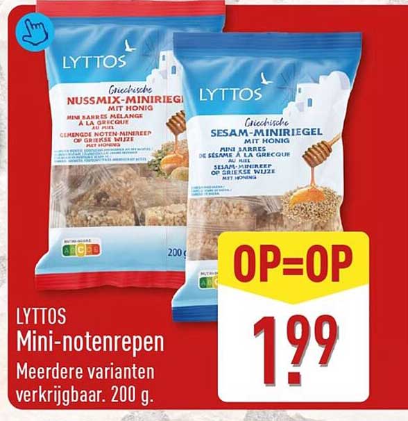 LYTTOS Mini-notenrepen Meerdere varianten verkrijgbaar, 200 g. OP=OP