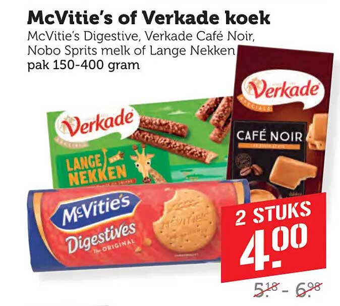 McVitie’s of Verkade koek 2 stuks 4.00