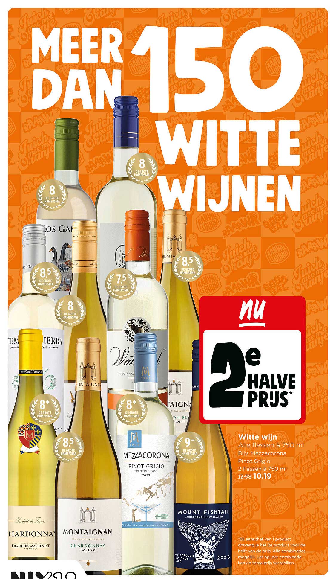 Meer dan 150 witte wijnen 2e halve prijs*