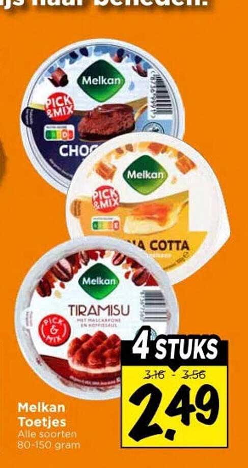 Melkan Toetjes Alle soorten 80-150 gram 4 stuks