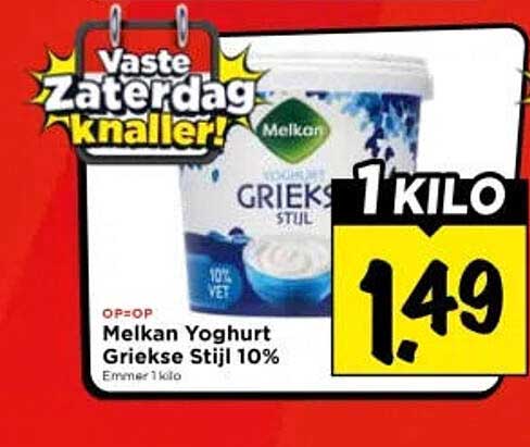 Melkan Yoghurt Griekse Stijl 10% 1 KILO