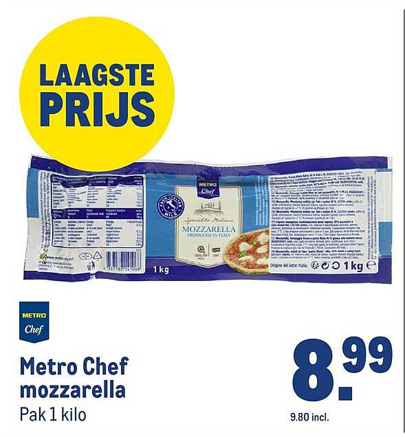 Metro Chef mozzarella Pak 1 kilo
