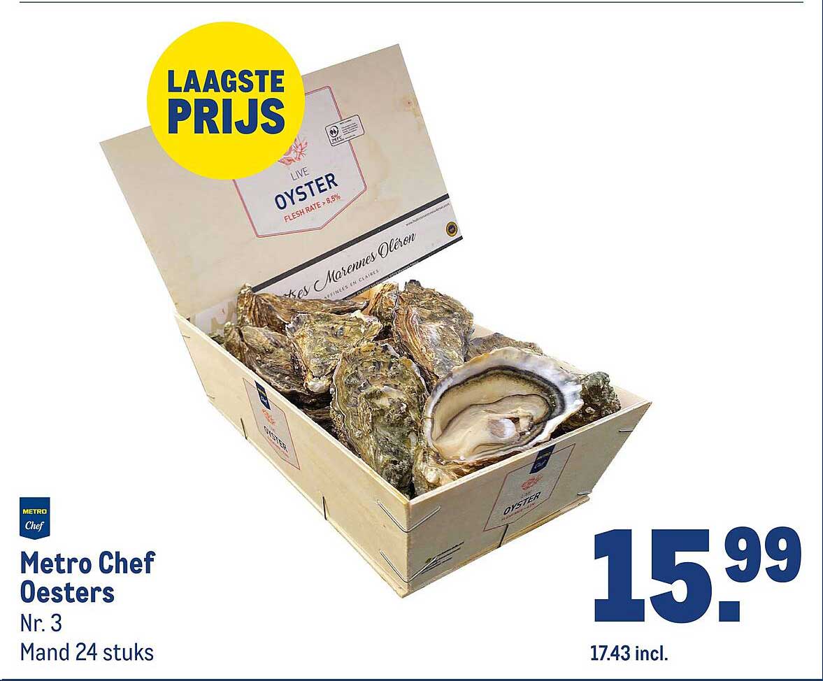 Metro Chef Oesters Nr. 3 Mand 24 stuks