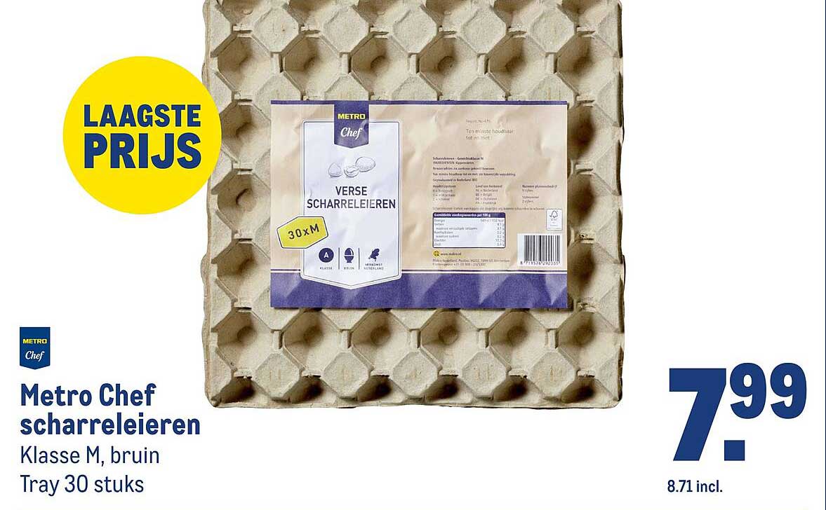 Metro Chef scharreleieren Klasse M, bruin Tray 30 stuks
