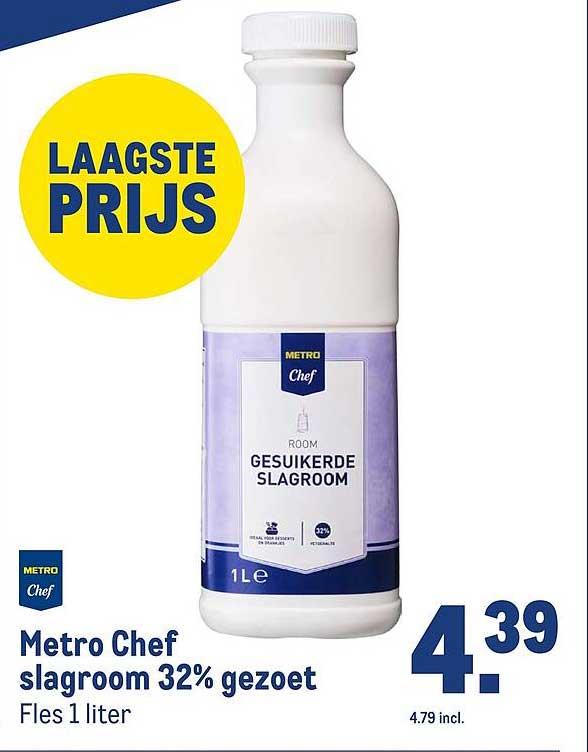 Metro Chef slagroom 32% gezoet