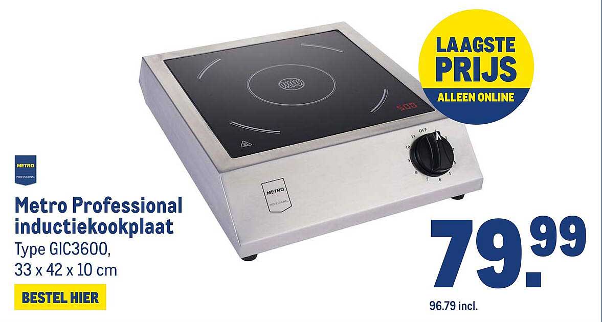 Metro Professional inductiekookplaat Type GIC3600, 33 x 42 x 10 cm