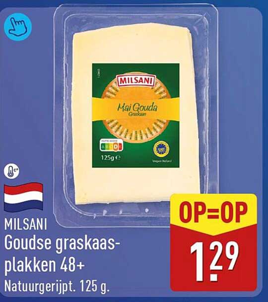 MILSANI Goudse graskaas-plakken 48+ Natuurgerijpt, 125 g OP=OP
