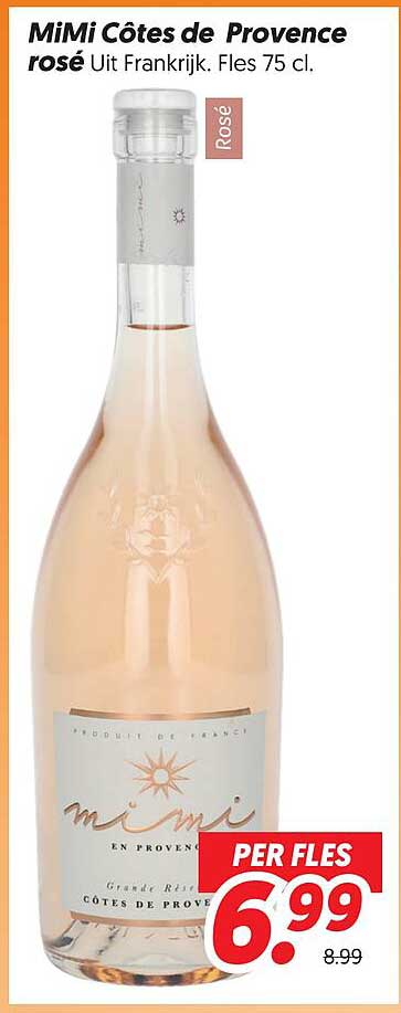 MiMi Côtes de Provence rosé Uit Frankrijk, Fles 75 cl.