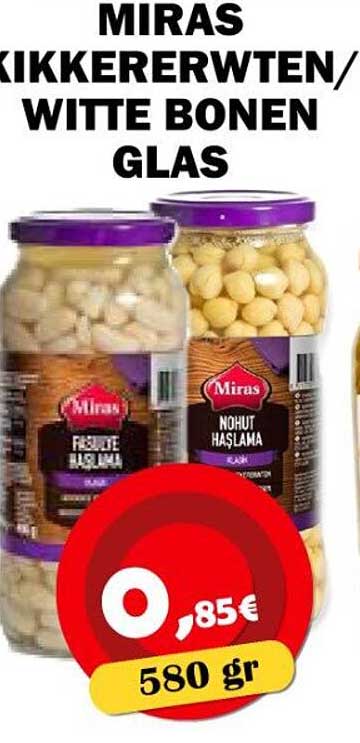 MIRAS KIKKERERWTEN/WITTE BONEN GLAS