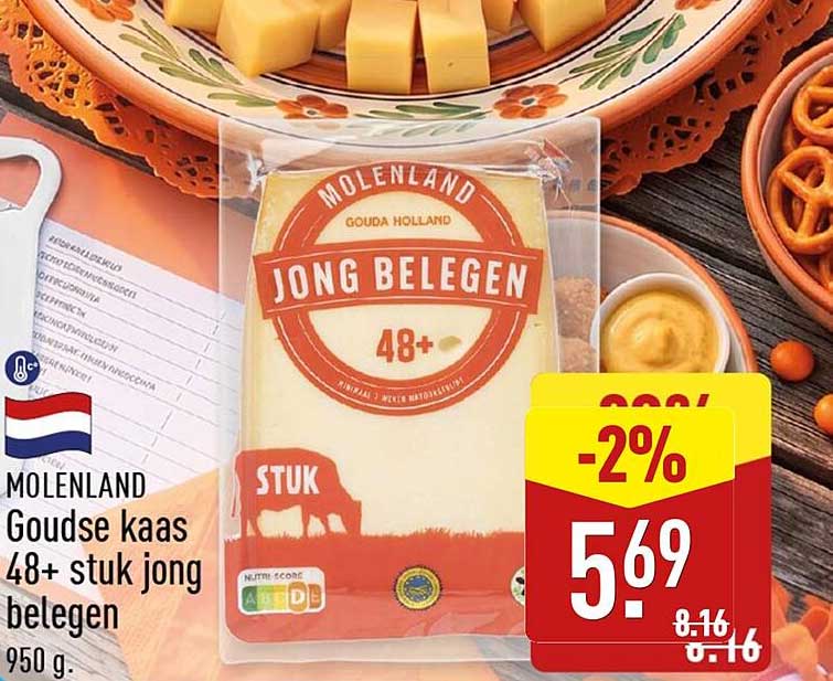 MOELENLAND Goudse kaas 48+ stuk jong belegen