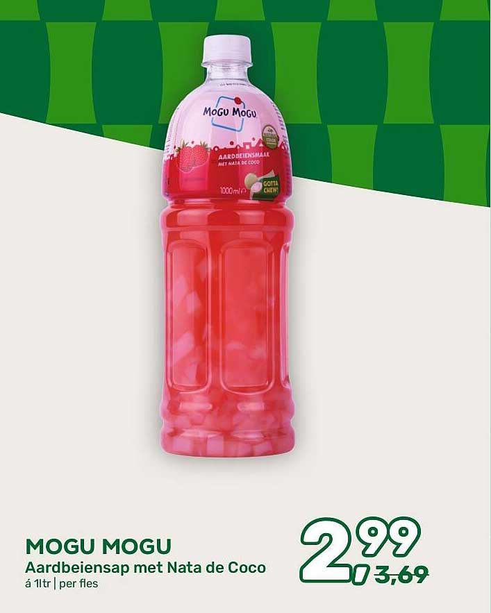 MOGU MOGU Aardbeiensap met Nata de Coco á 1ltr | per fles