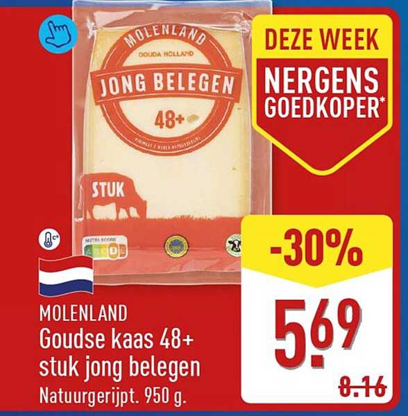 Molenland Goudse kaas 48+ stuk jong belegen -30%