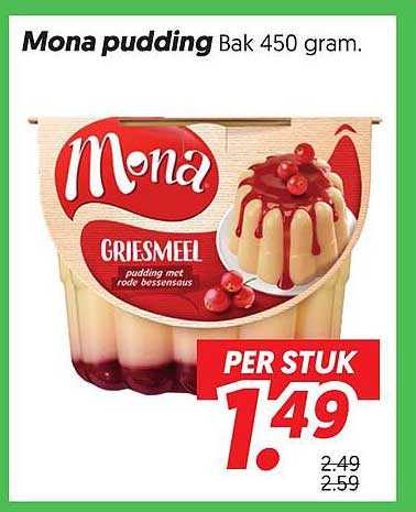 Mona pudding Bak 450 gram.