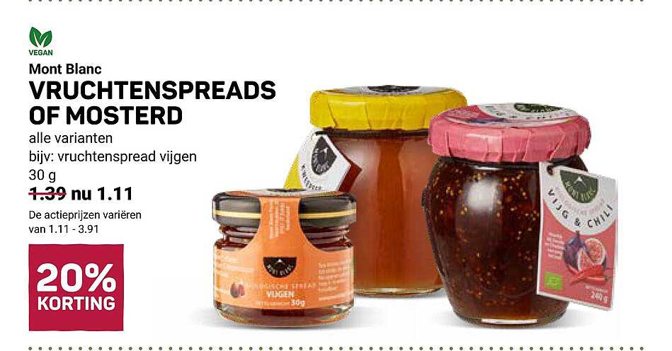 Mont Blanc VRUCHTENSPREADS OF MOSTERD 20% KORTING