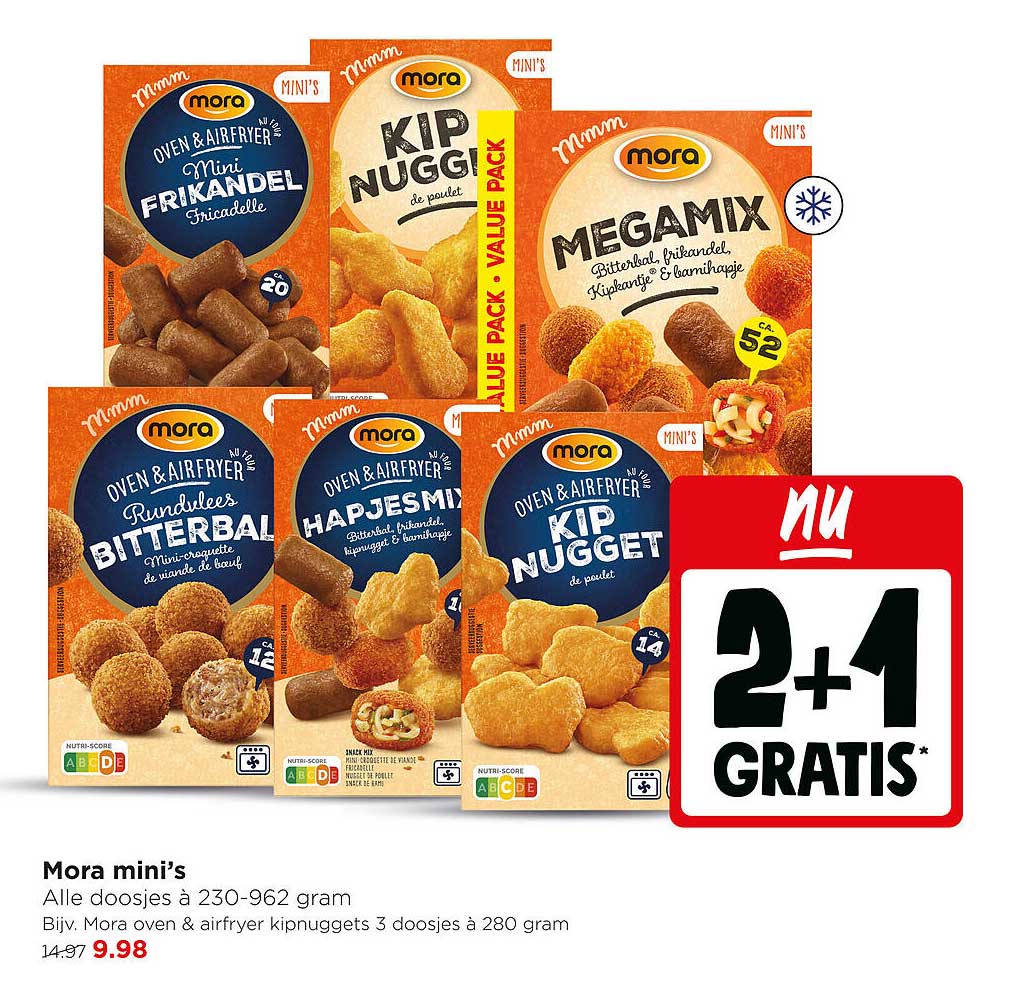 Mora mini’s 2+1 gratis