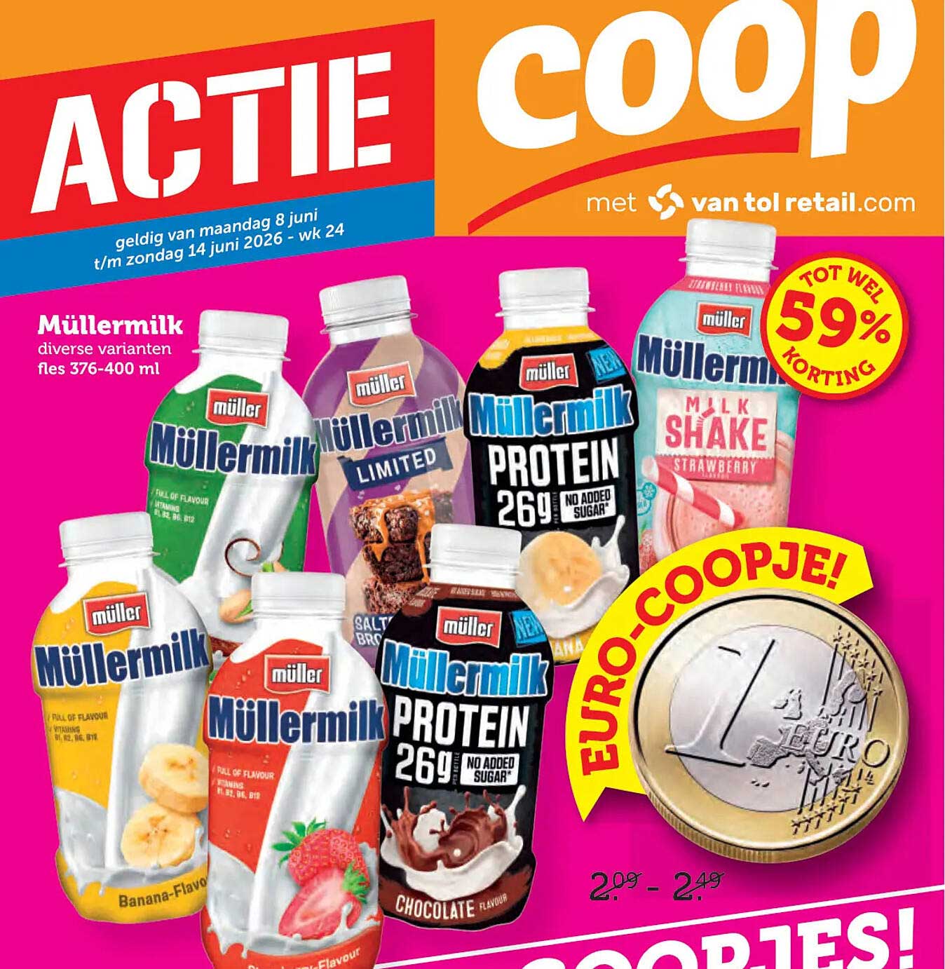 Müllermilk diverse varianten fles 376-400 ml