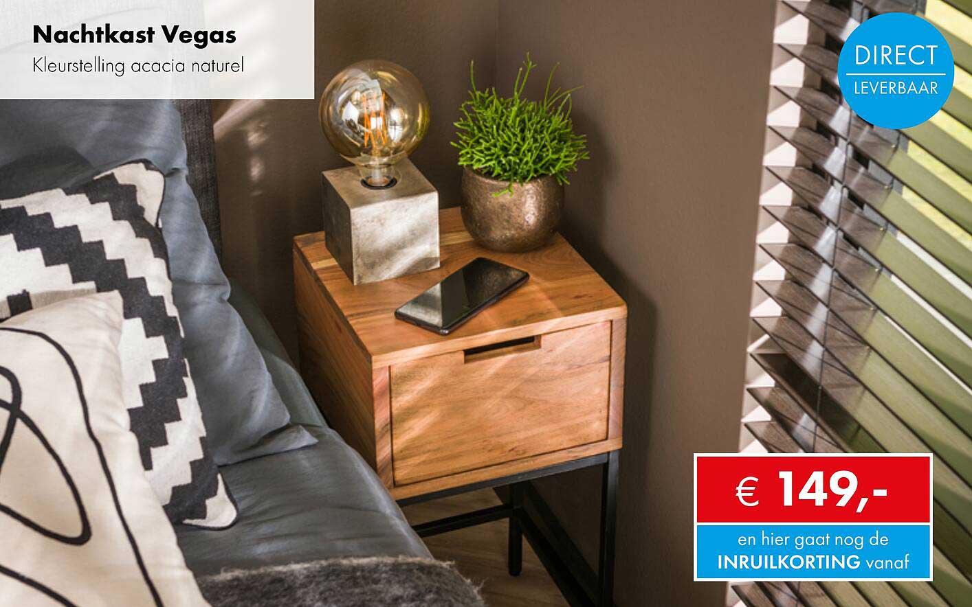Nachtkast Vegas Kleurstelling acacia naturel