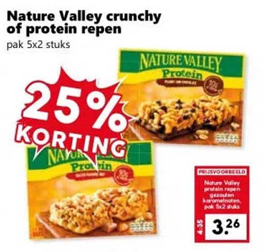Nature Valley crunchy of protein reepen 25% korting