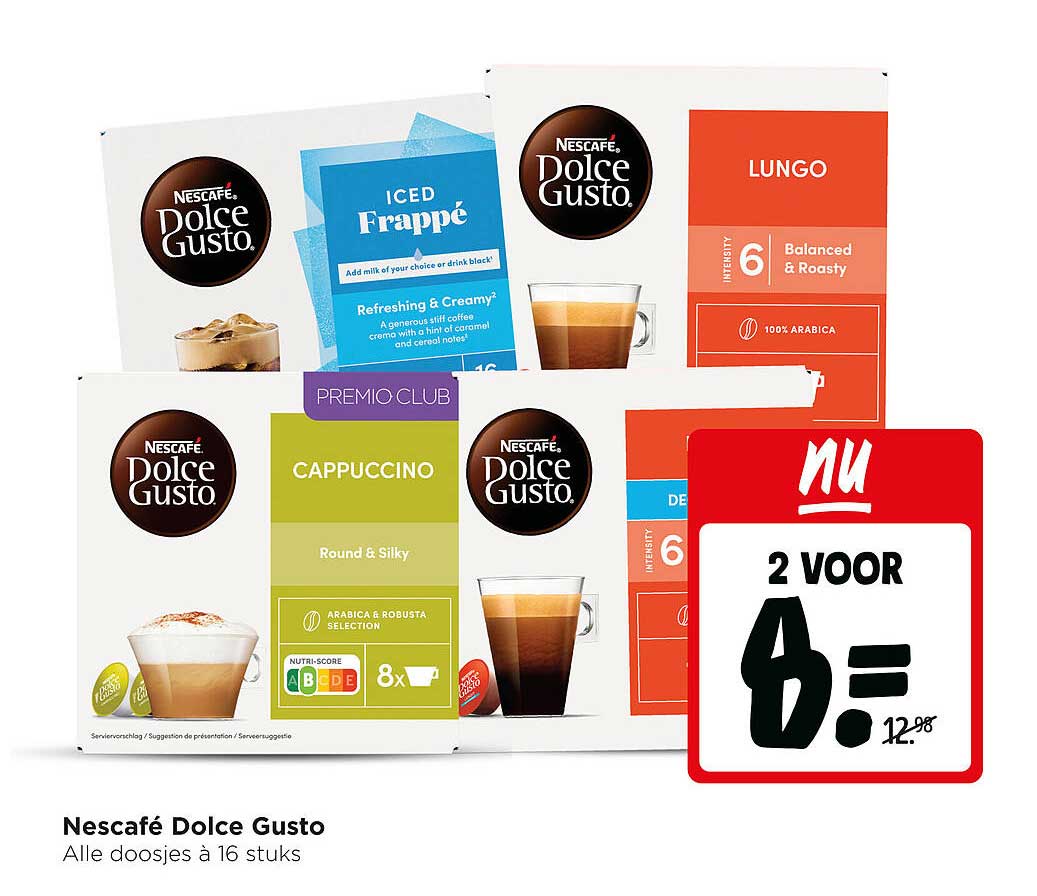 Nescafé Dolce Gusto Alle doosjes à 16 stuks 2 voor 6,-